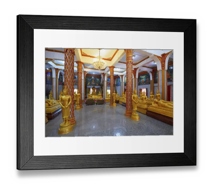 Framed Print : Interior with Buddha statues, Wat Chalong Framed Print : Interior with Buddha statues, Wat Chalong