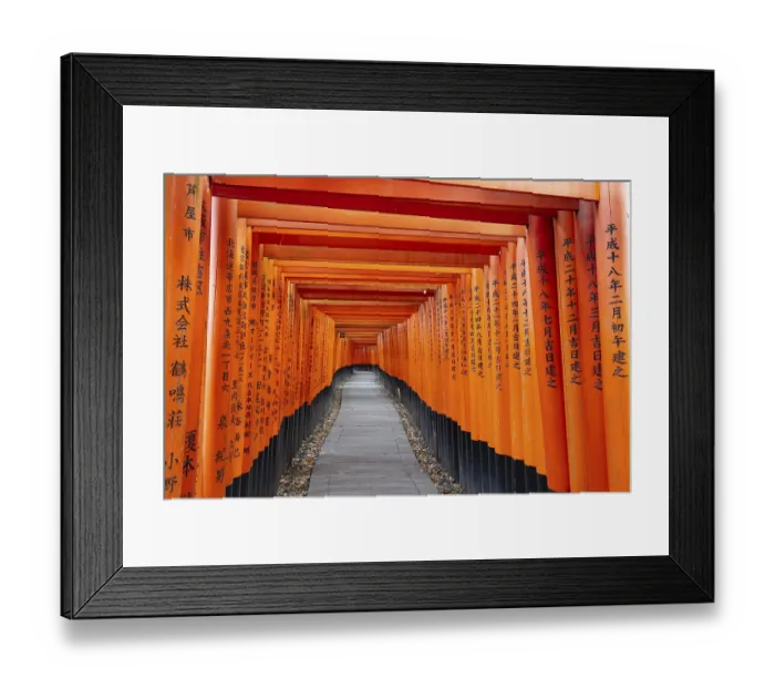 Framed Print : Red Tori Gate at Fushimi Inari Shrine in Kyoto