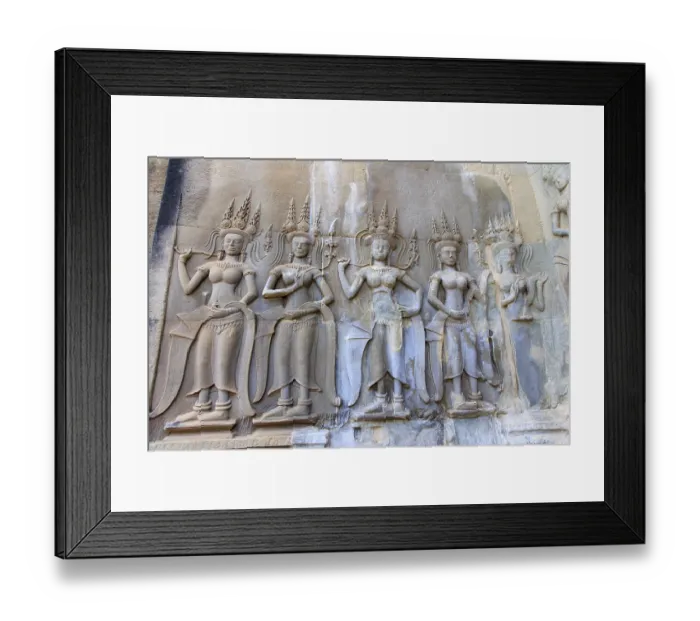 Framed Print : Apsaras half-human, half-divine woman of Hinduism and Buddhism at Angkor Wat in Cambodia
