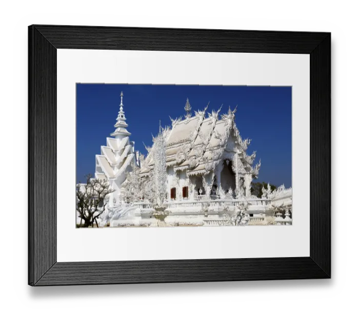 Framed Print : Thai decoration in Wat Rong Kun in Chiang Rai Province Thailand Amazing Wat Thai