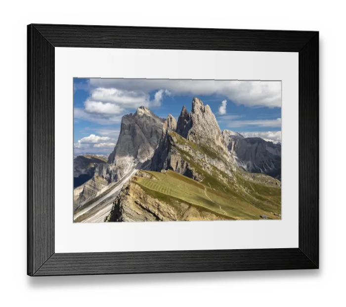 Framed Print : View from the Seceda to the Geisler peaks