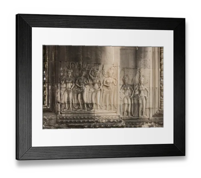 Framed Print : Detailed shots of the reliefs in the Angkor Wat temple