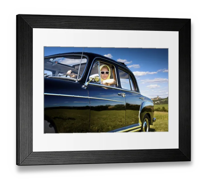 Framed Print : Girl in the Post-War classic car Mercedes Ponton 220SE Y Framed Print : Girl in the Post-War classic car Mercedes Ponton 220SE Y