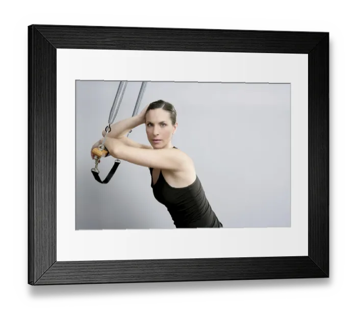 Framed Print : Cadillac trapeze pilates woman portrait fitness sport beautiful girl Framed Print : Cadillac trapeze pilates woman portrait fitness sport beautiful girl