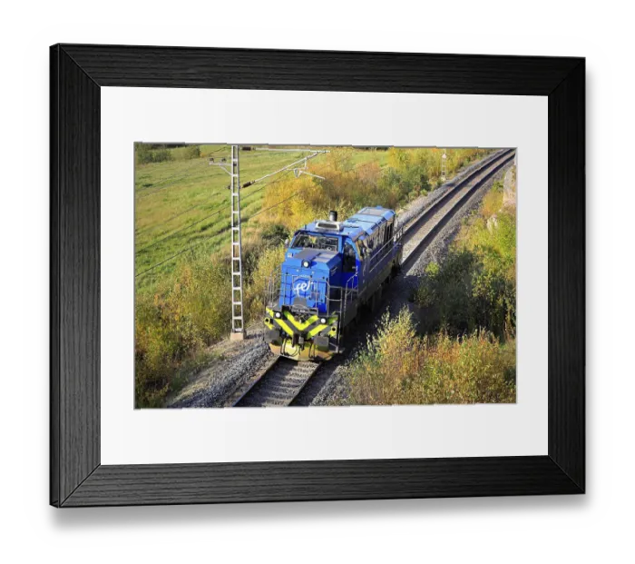 Framed Print : Fenniarail Class Dr18 No. 105, CZ Loco built diesel-electric locomotive of Fenniarail Oy at speed after departing Salo Framed Print : Fenniarail Class Dr18 No. 105, CZ Loco built diesel-electric locomotive of Fenniarail Oy at speed after departing Salo