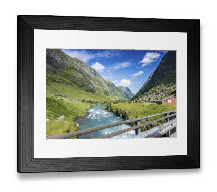 Framed Print : Beautiful landscape in Norway with Summer weather and sunshine Framed Print : Beautiful landscape in Norway with Summer weather and sunshine