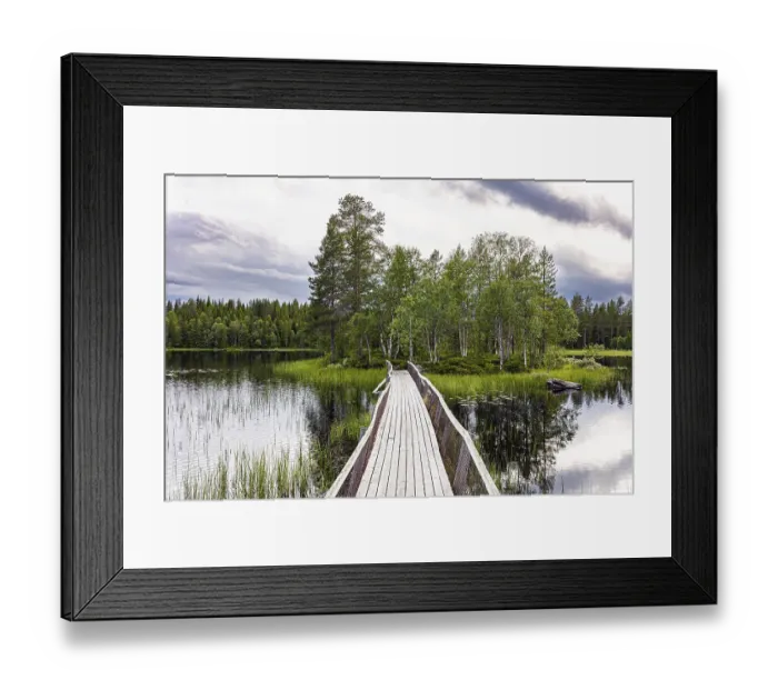 Framed Print : Gorgeous quiet lake and a small island in the middle