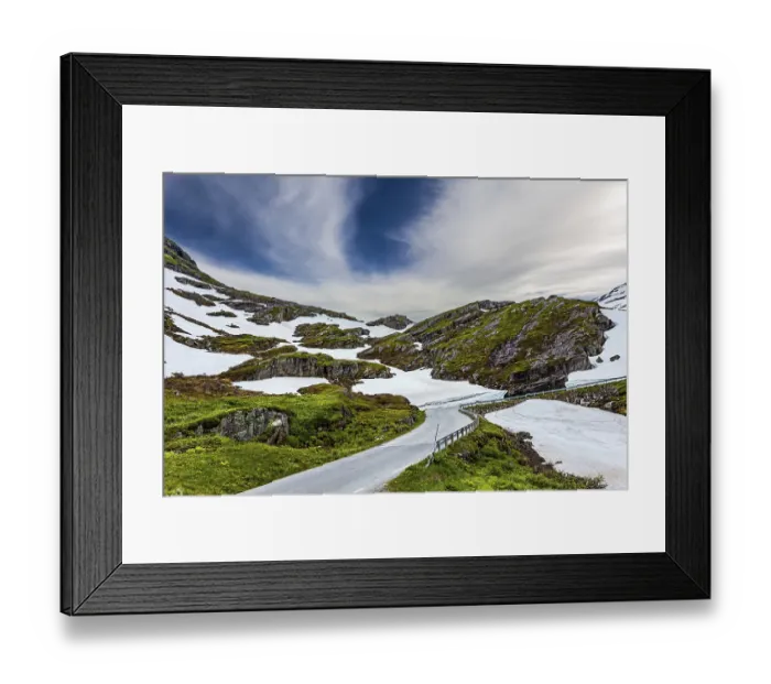Framed Print : The mountains are covered with freshly fallen snow Framed Print : The mountains are covered with freshly fallen snow