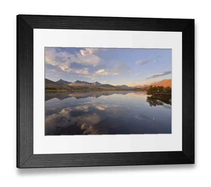 Framed Print : Mountains reflected in Lake Doralstjornin or Doralstjornin