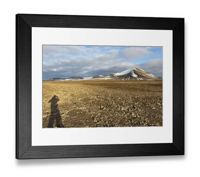 Framed Print : Shadow of a human, polygonal structural soil on the Plataberget