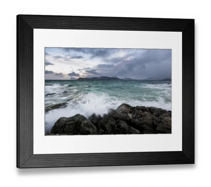 Framed Print : Waves, stormy sea in winter, Hillsoya