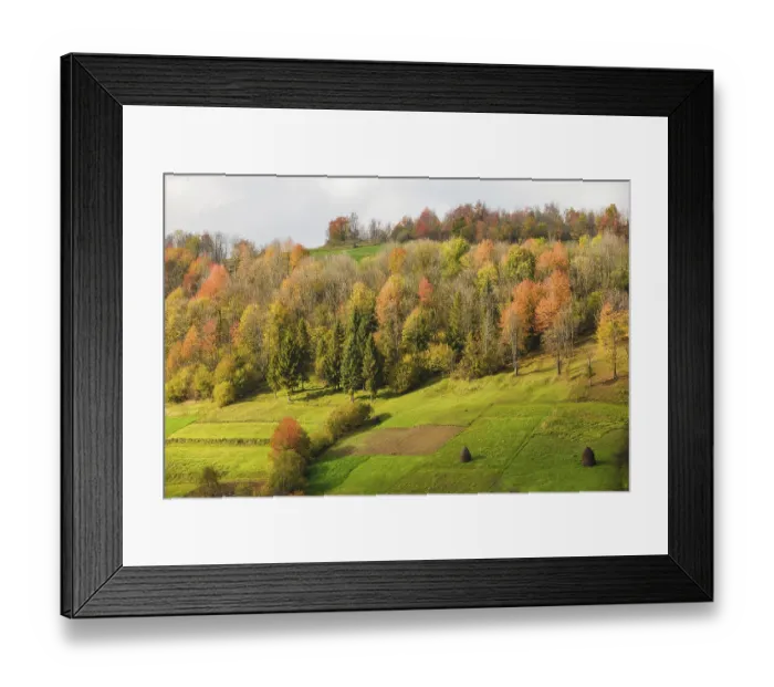 Framed Print : Beautiful country autumnal landscape in Carpathian mountains