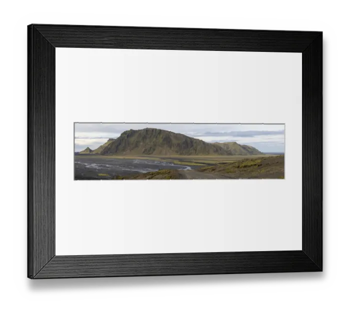 Framed Print : Moss-covered volcanic mountain landscape