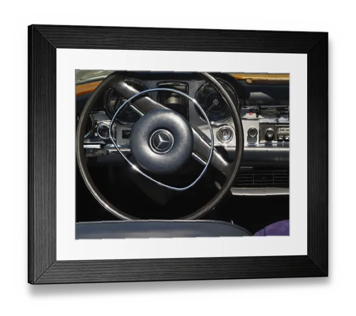 Framed Print : Typical dashboard of a Mercedes SL from the 70s Framed Print : Typical dashboard of a Mercedes SL from the 70s