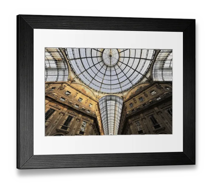 Framed Print : Vittorio Emanuele II Gallery, glass dome seen from the arcade Framed Print : Vittorio Emanuele II Gallery, glass dome seen from the arcade