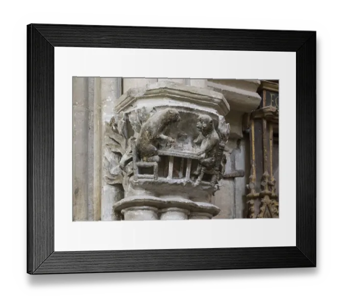Framed Print : East choir, chess-playing monkeys Framed Print : East choir, chess-playing monkeys