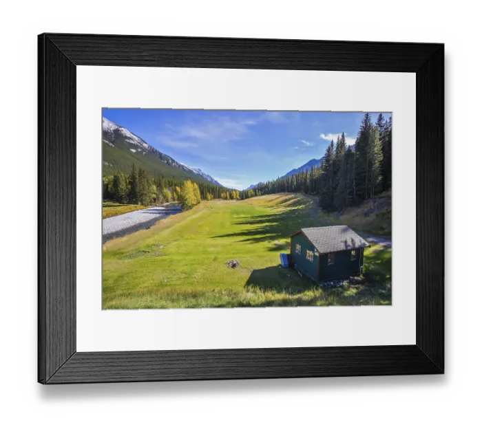 Framed Print : The drying-up stream among the woods and mountains of park Banff Framed Print : The drying-up stream among the woods and mountains of park Banff
