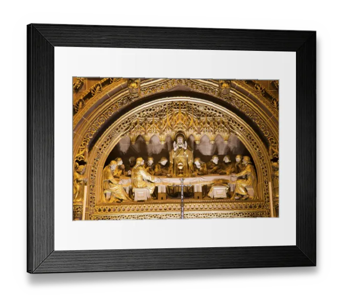 Framed Print : Sculpture carved on wall cathedral church of liverpool