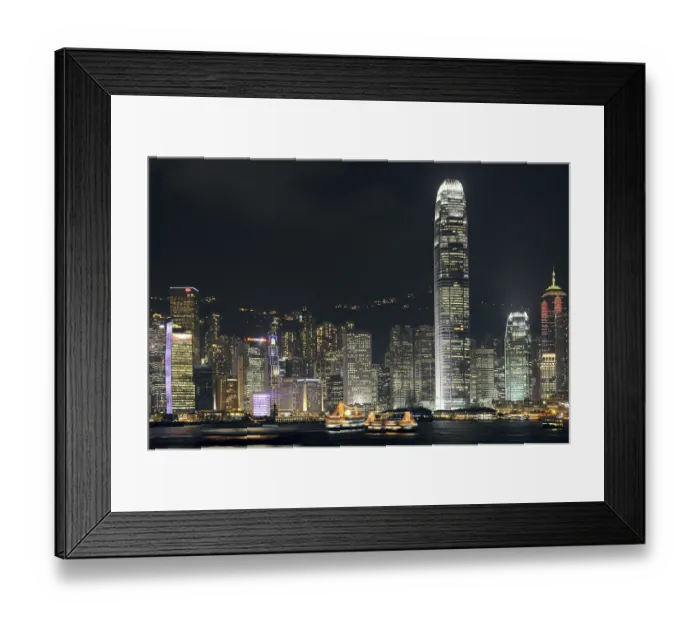 Framed Print : Skyline of Hong Kong Island with a laser show