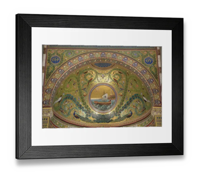 Framed Print : Mosaic with ship in the apse, neo-Romanesque-Byzantine Marian pilgrimage church Basilica Notre Dame de la Garde Framed Print : Mosaic with ship in the apse, neo-Romanesque-Byzantine Marian pilgrimage church Basilica Notre Dame de la Garde
