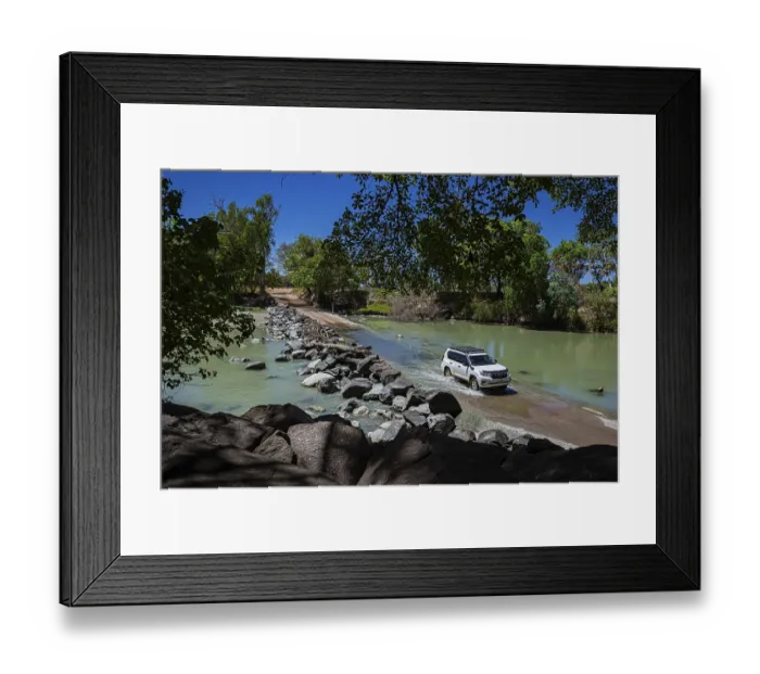Framed Print : A vehicle crosses the Cahill Crossing ford through the East Alligator River Framed Print : A vehicle crosses the Cahill Crossing ford through the East Alligator River