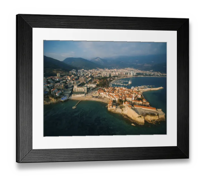 Framed Print : Aerial View of Old town Budva in Montenegro Framed Print : Aerial View of Old town Budva in Montenegro