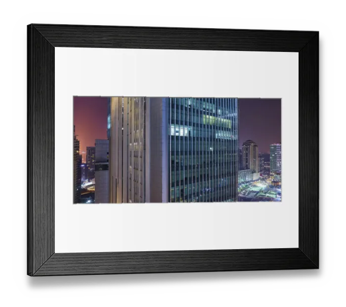 Framed Print : Closeup modern business skyscrapers and high-rise buildings