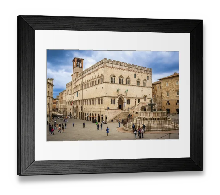 Framed Print : Perugia, Italy - May 30, 2024: Beautiful Main Square of Palace of Priors Framed Print : Perugia, Italy - May 30, 2024: Beautiful Main Square of Palace of Priors
