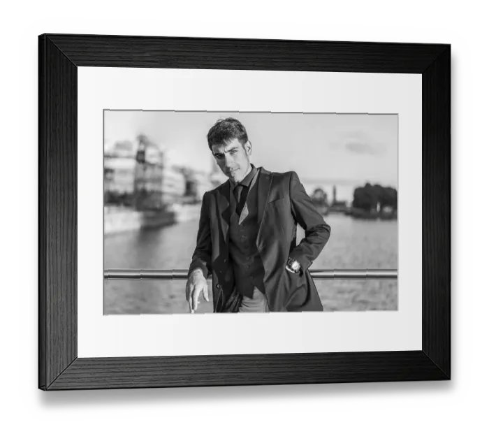 Framed Print : Portrait of an attractive man over near the river Framed Print : Portrait of an attractive man over near the river