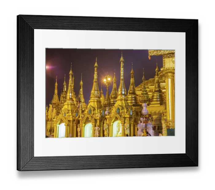 Framed Print : Shwedagon pagoda late at night