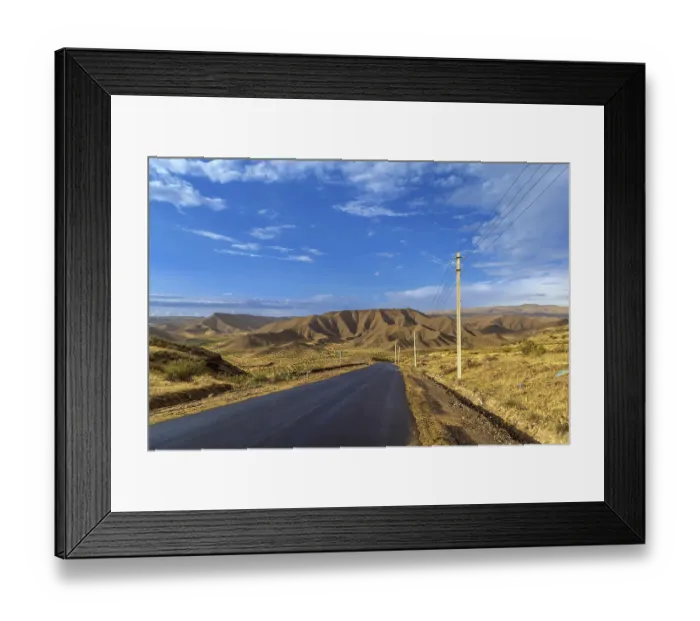 Framed Print : Landscape with a road in the mountains in Armenia Framed Print : Landscape with a road in the mountains in Armenia