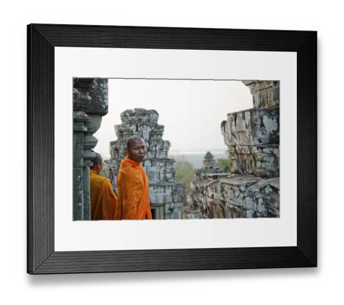 Framed Print : Buddhist monks in angkor wat cambodia