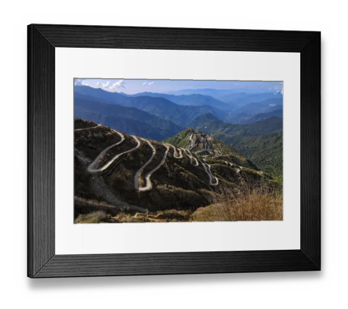 Framed Print : Curvy Roads Between India and China Sikkim India Asia