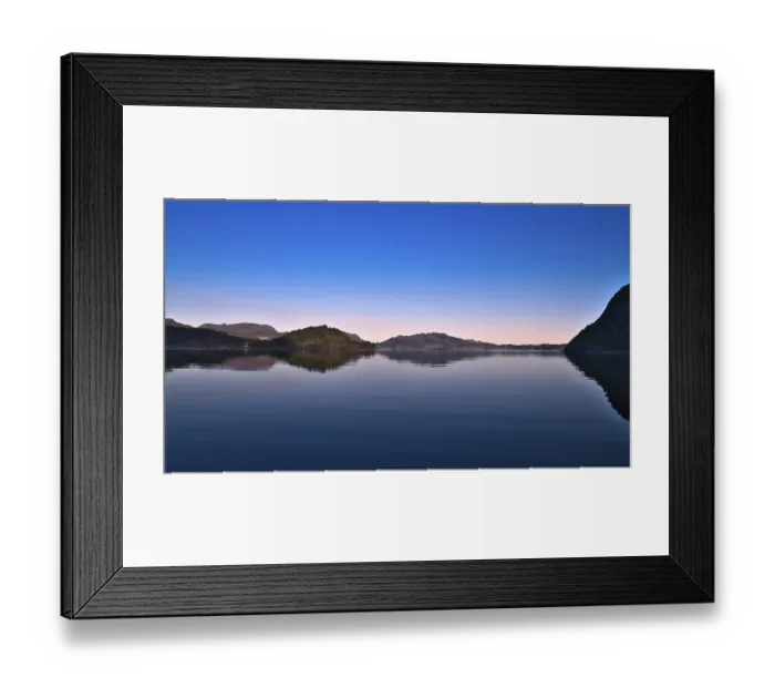 Framed Print : Fjord with view of mountains and fjord landscape in Norway