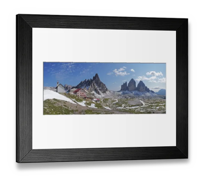 Framed Print : View of the Three Peaks, the Paternkofel and the Dreizinnenhuette Framed Print : View of the Three Peaks, the Paternkofel and the Dreizinnenhuette