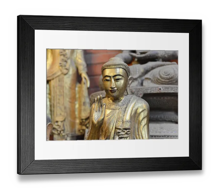 Framed Print : Sculptures on display, Buddhas in a shop