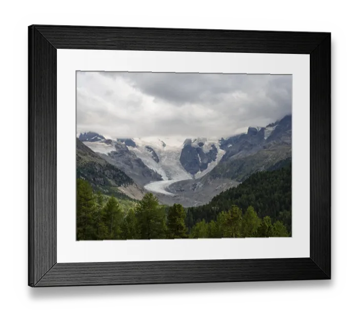 Framed Print : View of the glacier on Bernina pass in Switzerland