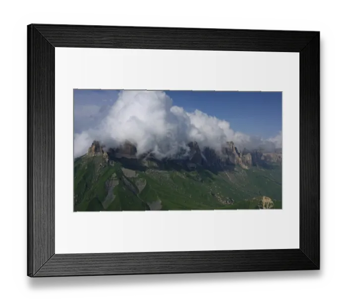 Framed Print : Aerial view on Caucasus mountains under epic clouds