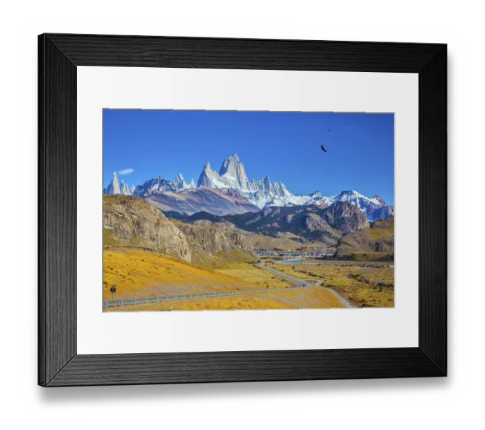 Framed Print : The white top of Fitzroy rocks covered the midday sun