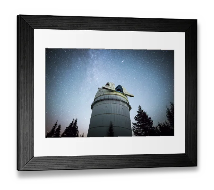 Framed Print : Rozhen astronomical observatory under the night sky stars