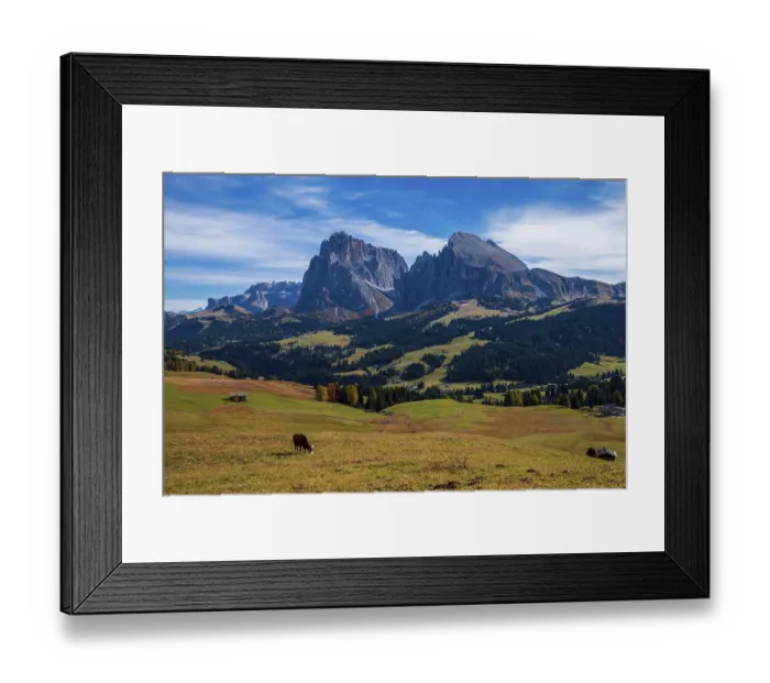 Framed Print : Panoramic view of the Sasso Lungo group in the Dolomites