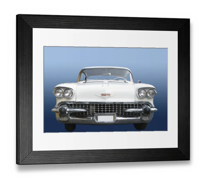 Framed Print : White cadilla exempted - classic cadillac car