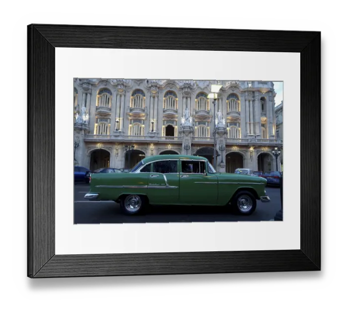 Framed Print : Vintage car in front of the Gran Teatro in Havana