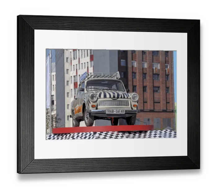 Framed Print : A Trabant in an unusual zebra design on display in Berlin Framed Print : A Trabant in an unusual zebra design on display in Berlin