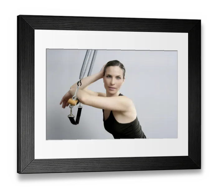 Framed Print : Cadillac trapeze pilates woman portrait fitness sport beautiful girl Framed Print : Cadillac trapeze pilates woman portrait fitness sport beautiful girl