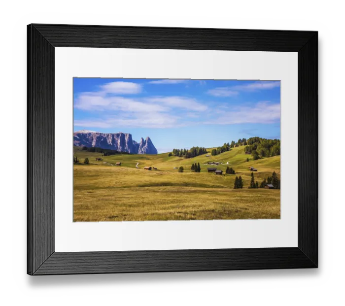 Framed Print : Jagged rocks around the Dolomites valley
