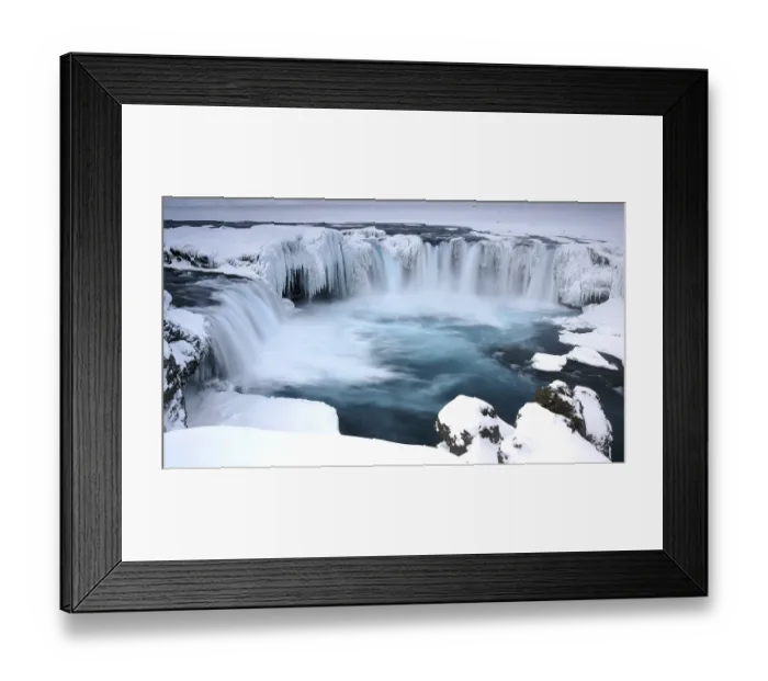 Framed Print : Europe, Scandinavia, Iceland, frozen Godafoss