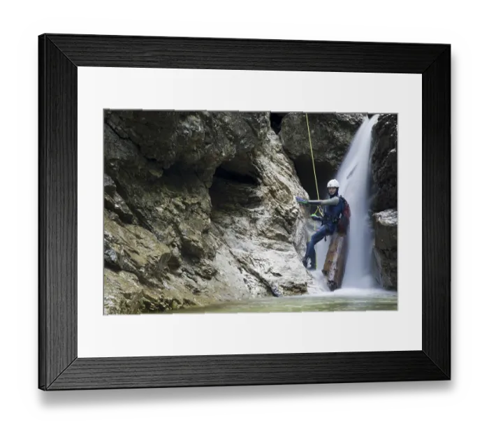 Framed Print : Canyoning trip in the Hetzschlucht gorge in the Nationalpark Kalkalpen Limestone Alps National Park