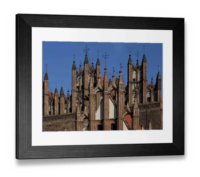 Framed Print : Pinnacles of the west gables of Trinitatis Church and St Anne's Church in front Framed Print : Pinnacles of the west gables of Trinitatis Church and St Anne's Church in front