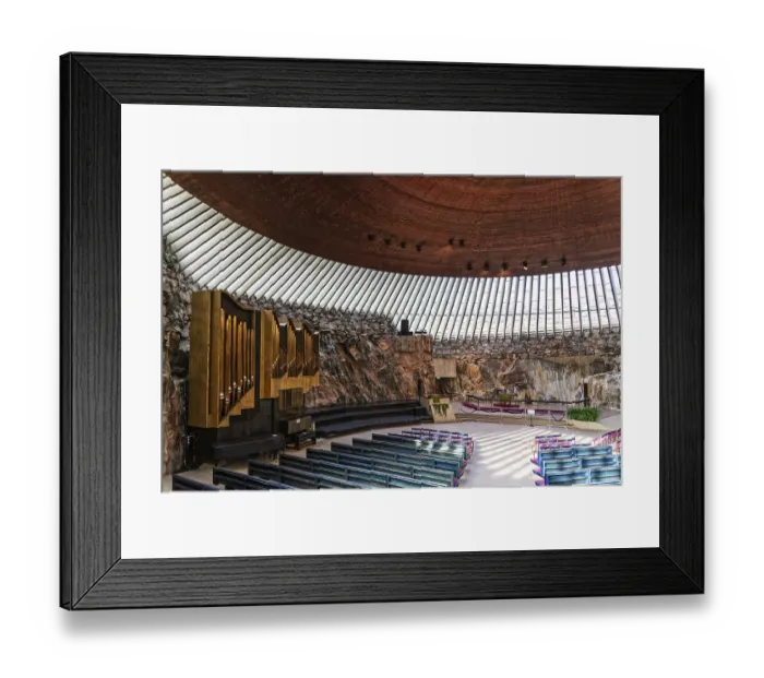 Framed Print : Temppeliaukio rock church famous modern architecture landmark interior in helsinki finland